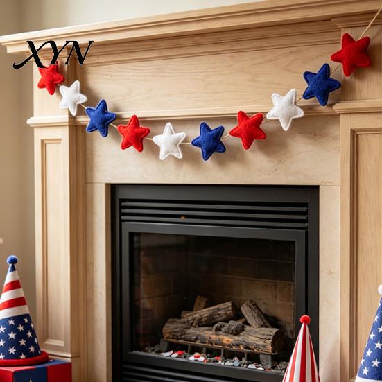 Holiday Party Decoration Patriotic Garland Banner for 4th of July Decorations, Red White Blue Hanging Colorful Bunting Memorial Day, Veterans