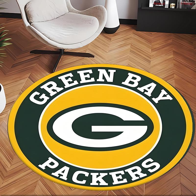 Green Bay Packers (1) Round Office Rug Decorative Floor Rug for Office Bedroom Living Room and Home Space