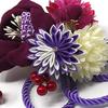 [Stylish Kimono Iroha] Hair Ornament Set for Coming-of-Age Ceremony, Chirimen Fabric, 2 Pieces, Red & Purple