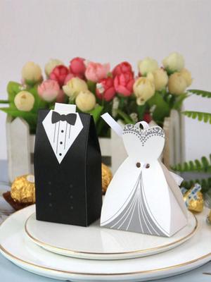 50 Pièces Sacs à Friandises de Mariage Boîtes à Cadeaux de Faveur pour Fête de Mariage Robe Smoking Boîte Cadeau Vintage en Vrac avec Ruban pour Anniversaire Décoration Fête Invités Douche Nuptiale