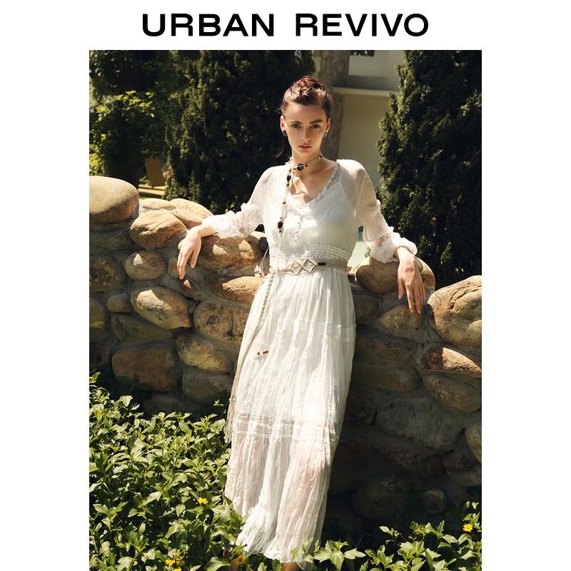 

UR 2025 Летнее женское богемное кружевное платье макси с V-образным вырезом L