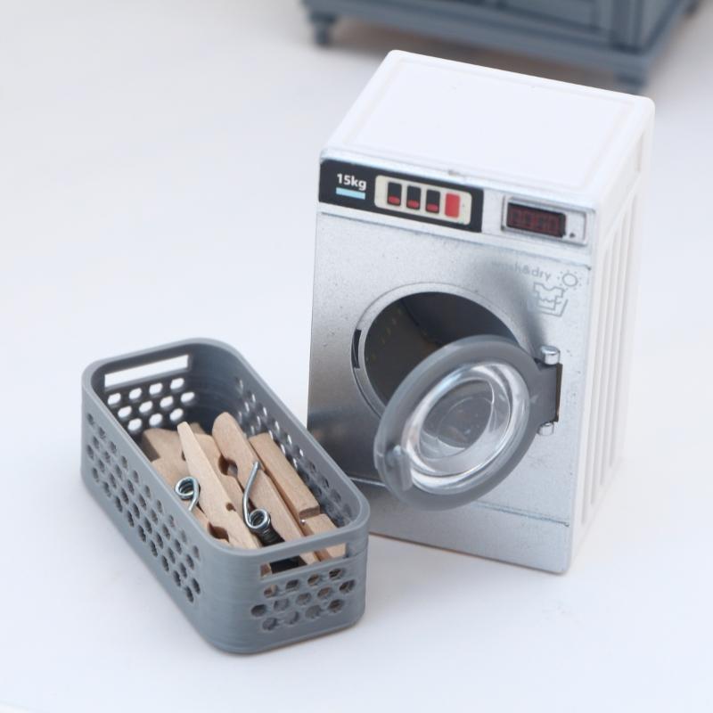 1:12 Dollhouse Mini Simulated Washing Machine Model Rechargeable Realistic Miniature Decor for DIY Doll House Scene Accessories