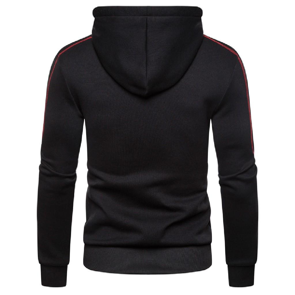 Men Autum Winter Long Sleeve Hooded Sweatshirt Zipper Outwear Tops Blouse