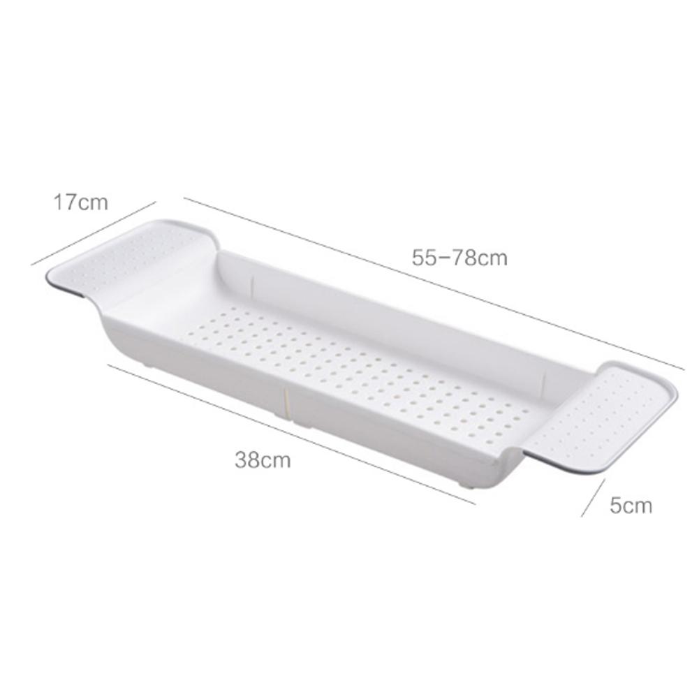 Extendable Bathtub Tray Caddy,Plastic Bathtub Storage Shelf for Shampoo,Books Drinks,Kitchen Dish Drying Rack,Kitchen Bathroom Accessory,White/Black