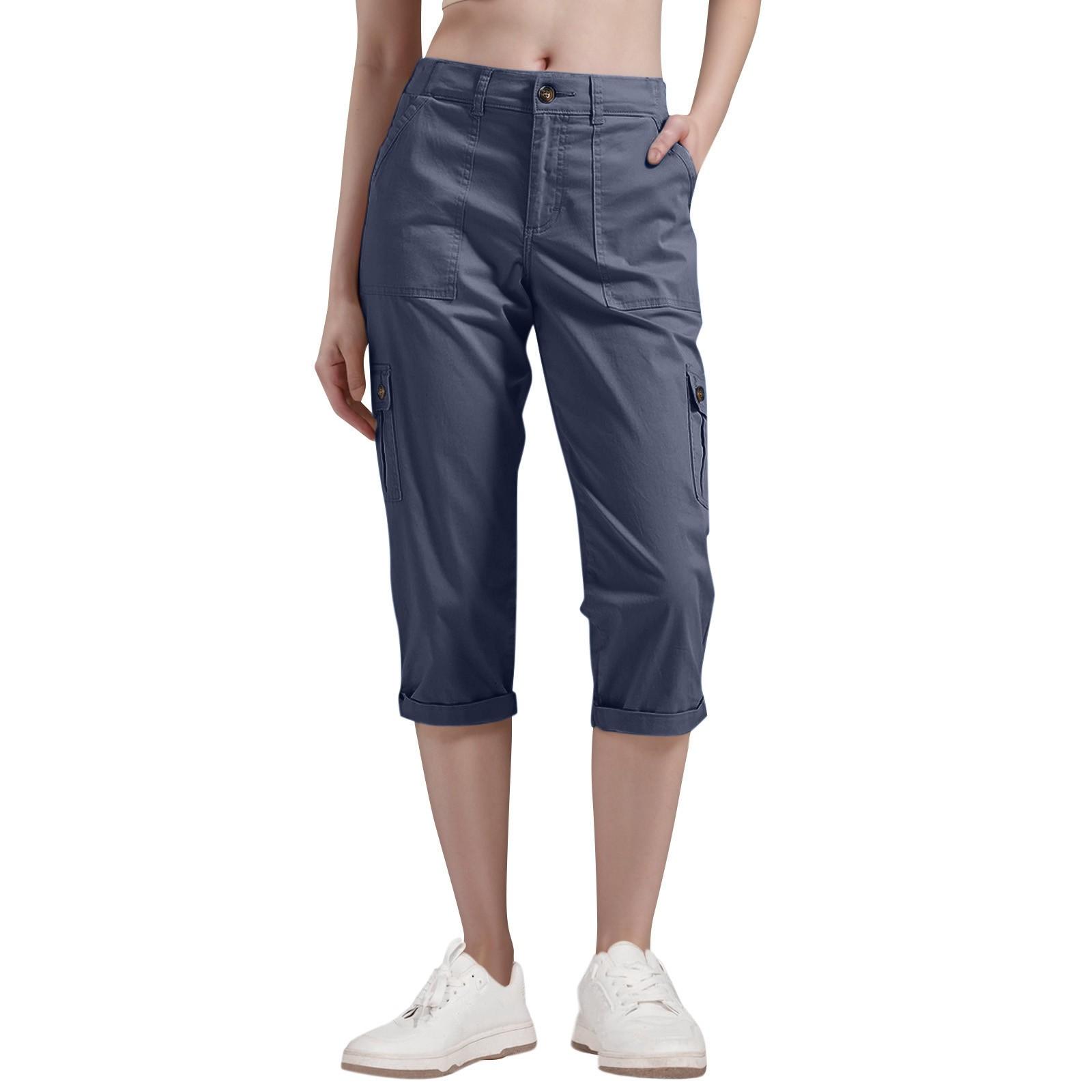 

Womens Cargo Capris With 6 Pockets Lightweight Quick Dry Outdoor Travel Casual Comfy Summer Pants XXL