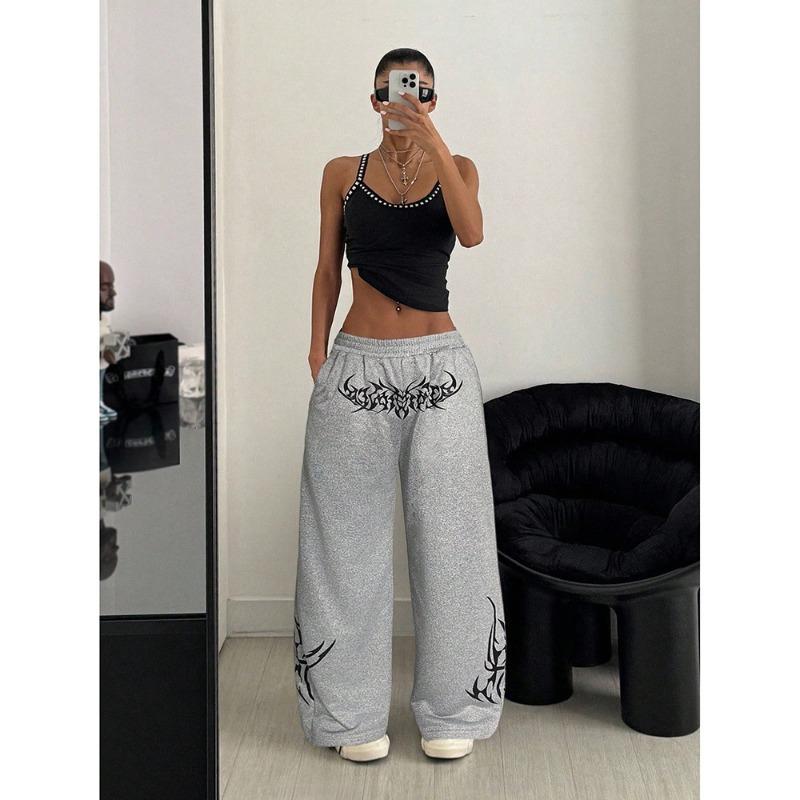 Hip-hop hip-hop jazz casual pants women's foreign trade loose and versatile retro trendy brand drawstring sports long pants