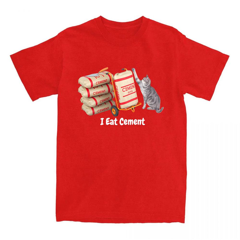 Cartoon Cat Graphic T-shirt I Eat Cement Letter Printing Tshirts Short Sleeve Casual Female T Shirt Unisex Streetwear Loose Tees