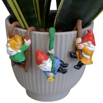 3 Pack Climbing Art Resin Dwarf Sculpture Fairy Garden Resin Crafts Flower Pot Dwarf Statue for Indoor Outdoor Home Garden Decor