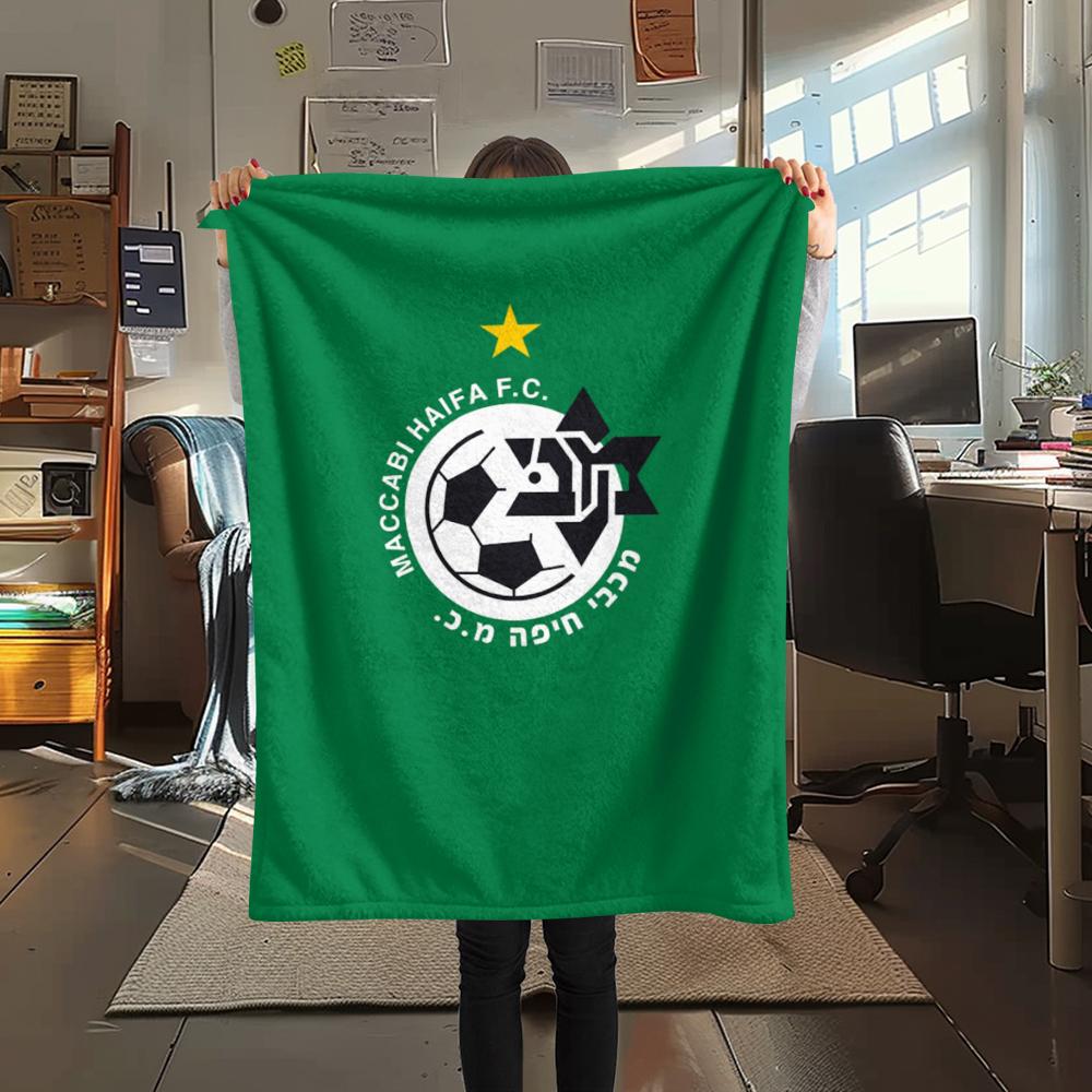 1Pc Maccabi-Haifa Print Flannel Blanket, High quality Comfortable for All Seasons, Home Decor, Warmth and Comfort, Perfect for Gifts