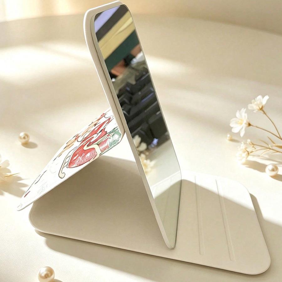 Portable Christmas Carriage Vanity Mirror with Santa Claus Design
