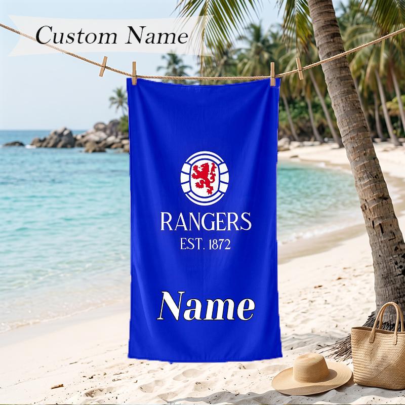 Rangers Fc Custom Name Printed Beach Towel Personalized Soft Towel For Swimming Beach Travel