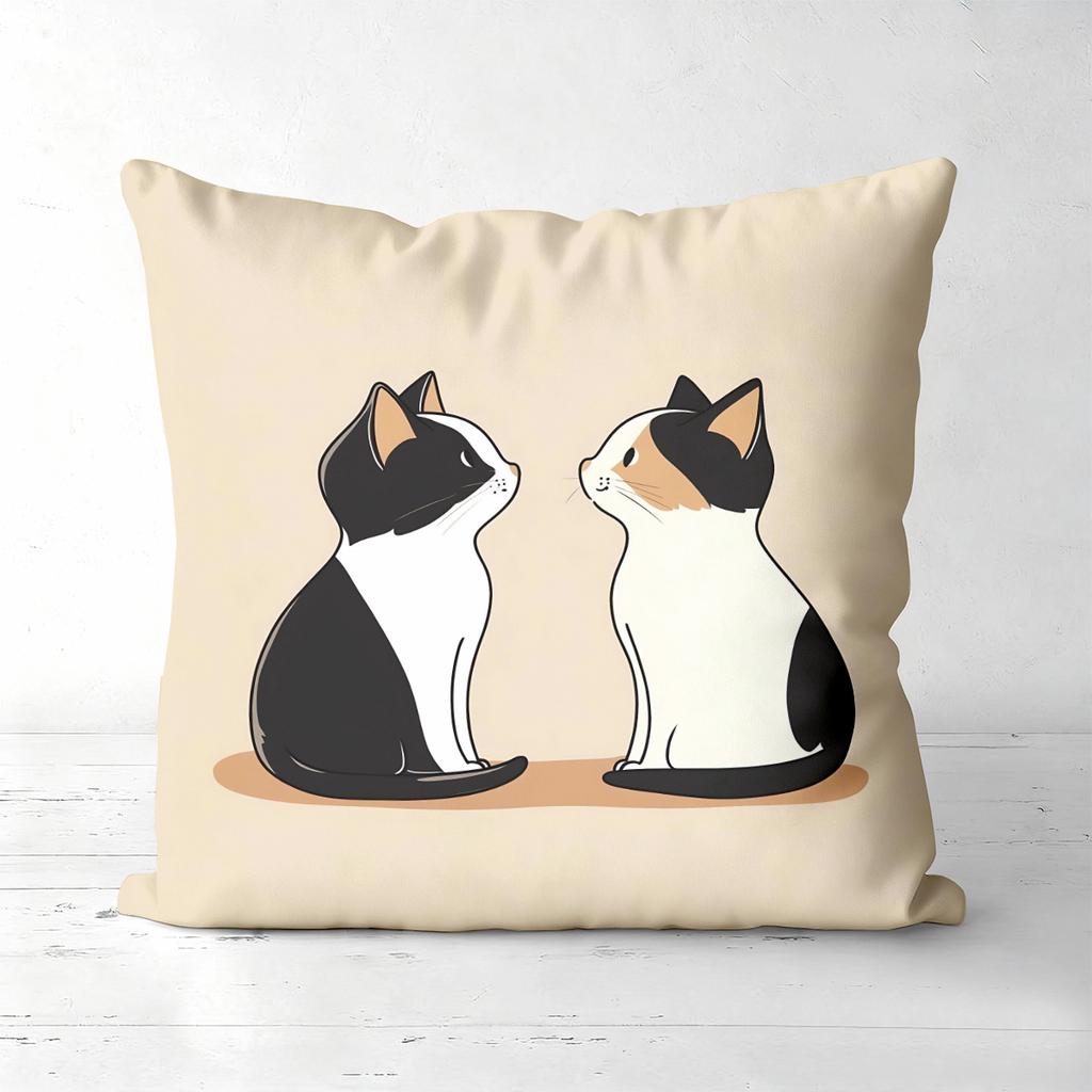 Cute Cat Pattern Throw Pillows for Home Decor Polyester Pillowcase, Sofa Decorative Cushion Cov Headboard Pillow