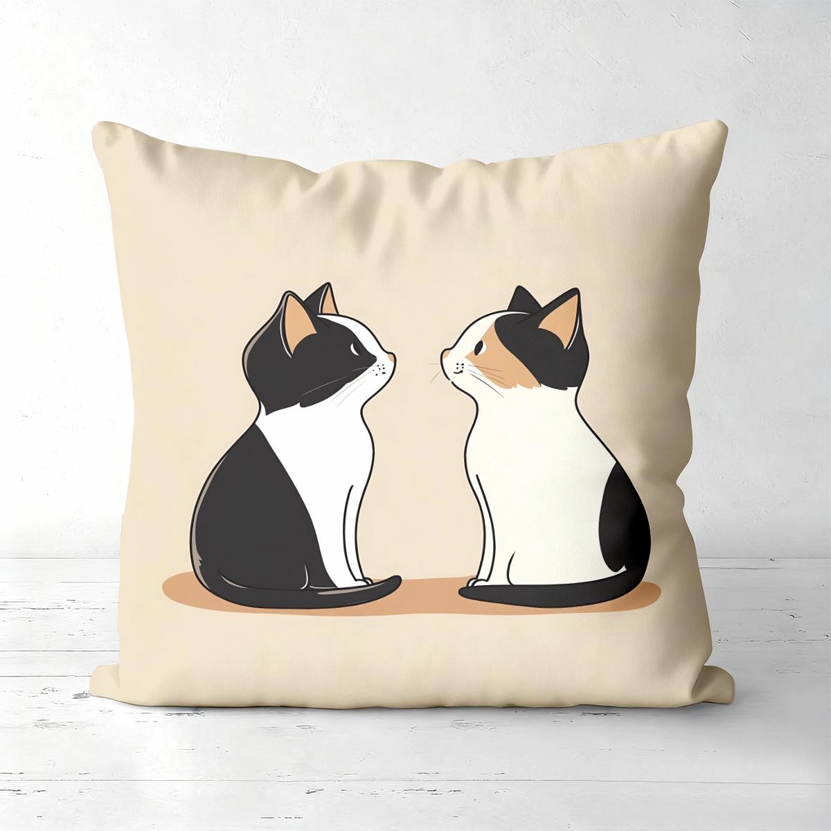 

Cute Cat Cartoon Pattern Decorative Throw Pillow Cover Polyester Sofa Cushion Case for Living Room Home Decor 40cmx40cm