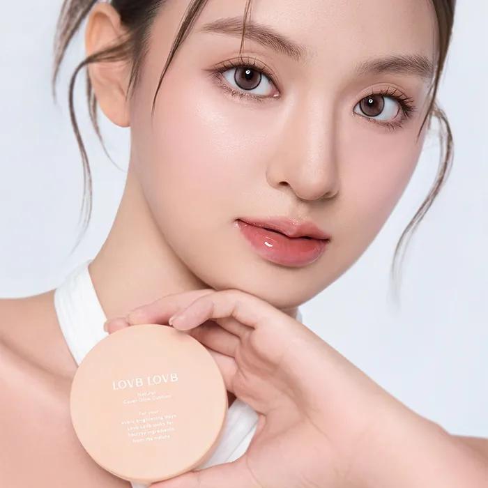 Love Love Натуральное Покрытие Сияние Кушон 21P Porcelain Ivory