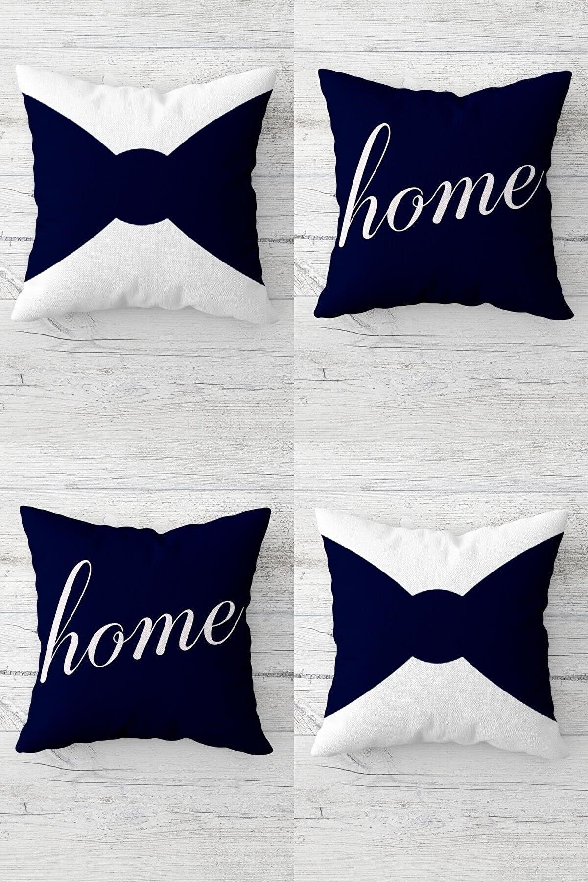 

Bow Tie and Home Written Combination Hidden Zipper Cushion Cover Sofa Pillow Case Set (4pcs)