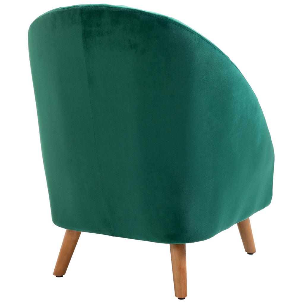 Bedroom and Living Room Armchair in Green Velvet with Thick Padding and Solid Wooden Structure (67x65x77cm)