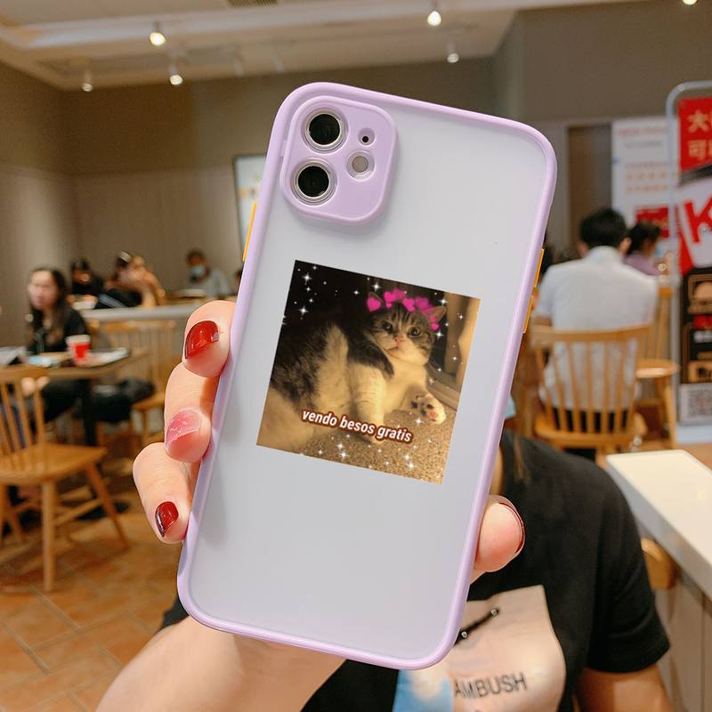 Super cute cats dogs Bumper Phone Case For iphone12 11 Pro Max X XS Max XR 7 8 Plus 12mini Translucent Matte Shockproof Cover
