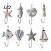 Decorative Wooden Coat Hanger Wall Hook, Mediterranean Style Sturdy Beautiful Hooks Durable for Home Decor Keys Umbrellas Scarves Cartoon Walls