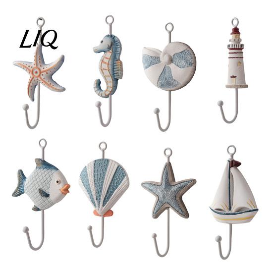 Decorative Wooden Coat Hanger Wall Hook, Mediterranean Style Sturdy Beautiful Hooks Durable for Home Decor Keys Umbrellas Scarves Cartoon Walls