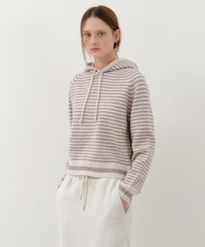 Wednesday Oasis For Woman Mellow Stripe Hooded Knit_Light Pink(Wc25-Kn76)