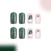 48 Pcs Winter Press On Nails Short Square Artificial Nails Snowflak Full Cover Stick on Nails Christmas False Nails