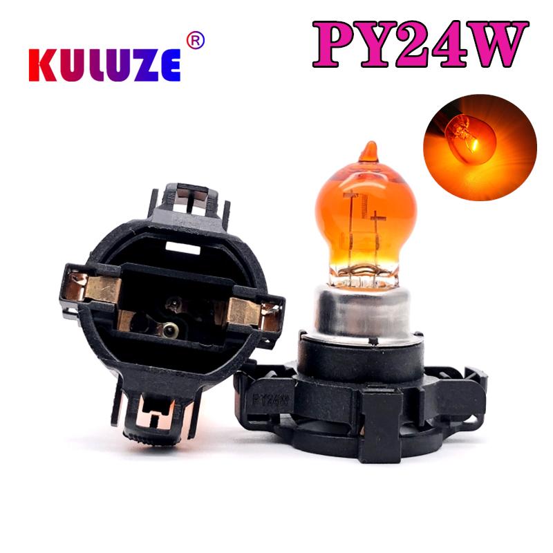 2 Pcs PY24W amber chrome plated bulb 12V24W invisible turn signal  motor vehicle signal lamp Amber Halogen Lamp PY24W Amber