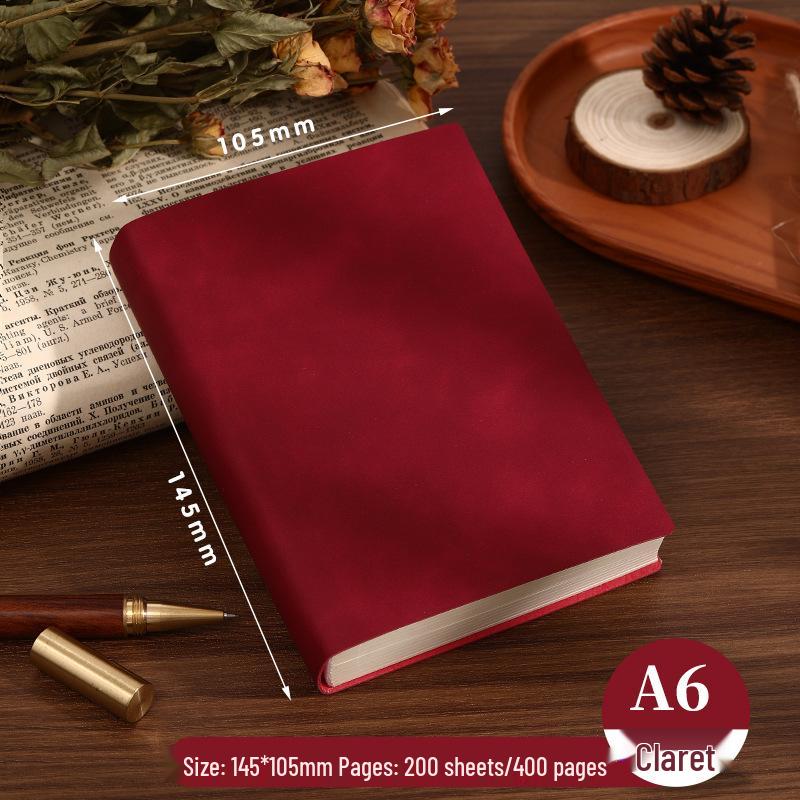 A6 Soft Leather Blank Notebook: Thick Student Planner & Retro Exam Prep Drawing Book