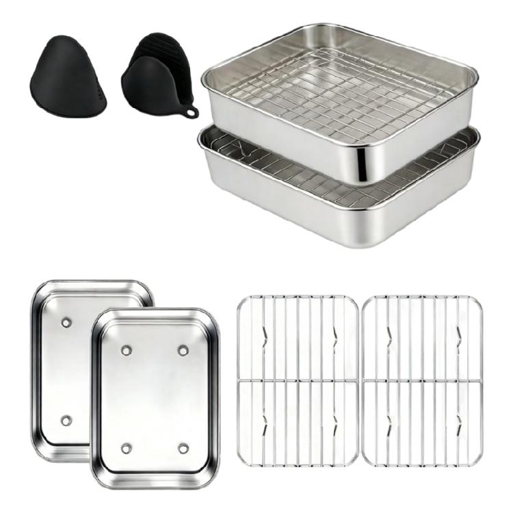 

Air Fryer Accessories 6Pcs Casserole Dish Set for Baking Cooking Include 2 Bowls 2 Drips Rack Heat Resistant Oven Gloves 1