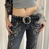Ceinture Cuir Style Punk Rivets Y2K Ceinture de Taille Mode Large pour Femmes Streetwear