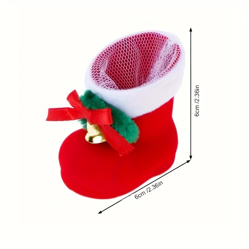 3/6pcs Christmas Socks Candy Boots with Small Bells Holiday Gift Bags Xmas Trees Santa Claus Boots for Fireplace Festival Decors