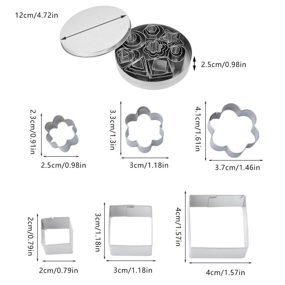 24Pcs Cookie Cutters Moulds Set DIY Stainless Steel Biscuit Slicer Geometric Shapes Mini Kitchen Baking AccsKitchen Supplies