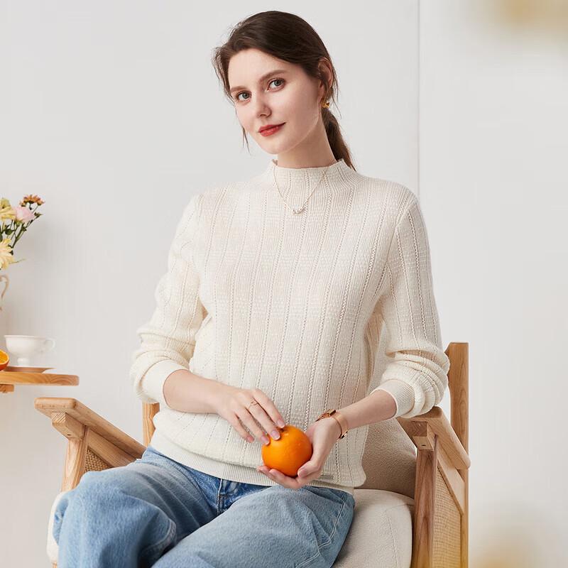 Zhaojun Damen Herbst/Winter Rollkragen Lochmuster Kaschmirpullover