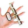 New Chinese Style Beaded Bracelet Watch Strap for Xiaomi Band 10, Premium Replacement Wristband, Green Grape Milk Tea Design