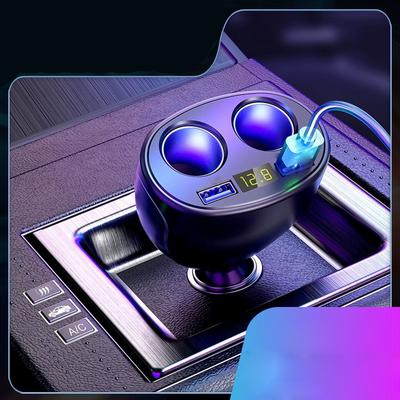 Lighter Adapter, Car Lighter Splitter Fast Charging USB Car Charger Adapter with Voltmeter 30W PD & QC 3.0 12V USB Extension Car