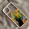 Retro Van Gogh Black Cat Phone Case for iPhone 16 14 15 13 11 12  Pro MAX XS XR 7 8Plus Oil Paint Transparent Hard Cover Cases