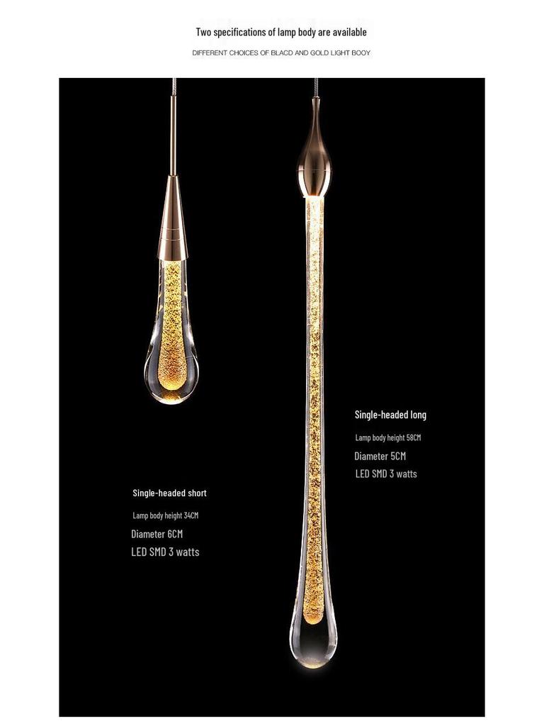 Modern Minimalist Crystal Water Drop Spiral Staircase Chandelier for Bedroom and Restaurant