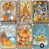 Welcome Poster Metal Plate Vintage Pumpkin Sunflower Bird Metal Tin Signs Wall Decor Garden Door Cafe Party