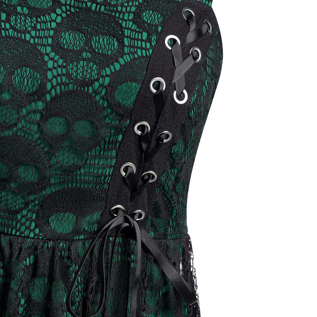Women's Plus Size Halloween Lace Mesh Patchwork Sleeveless Camisole  Dress