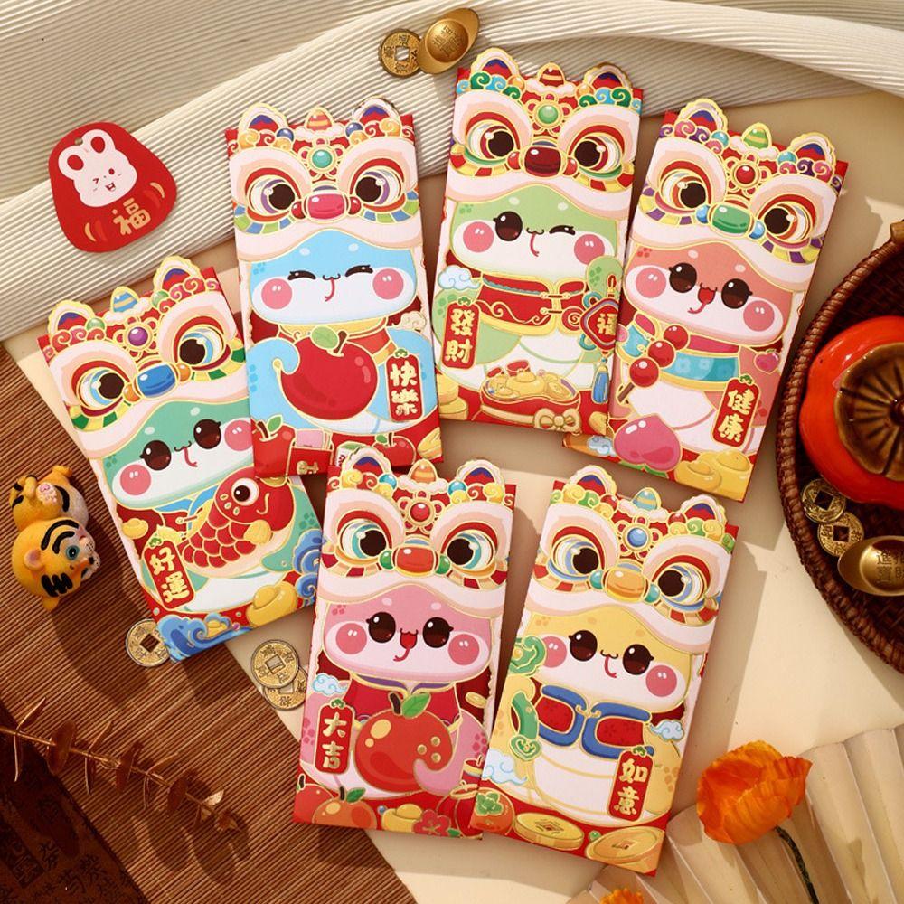 

6pcs Paper New Year Money Envelopes Blessing Lucky Red Pockets Party Gifts Style 1