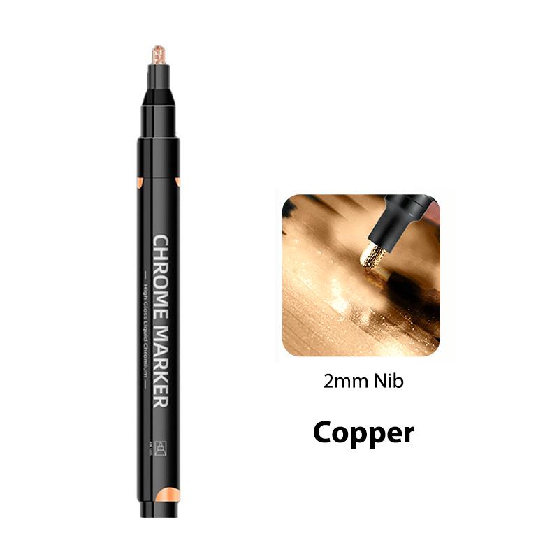 3/1pcs Chrome Pen Markers Mirror Waterproof Paint Repair For Rock Ceramic Glass Metallic Gold Silver Copper 2mm Nib