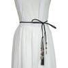 Women Braided Beads Tassels Thin Skinny Waist Rope Belt Self-Tie Dress Waistband