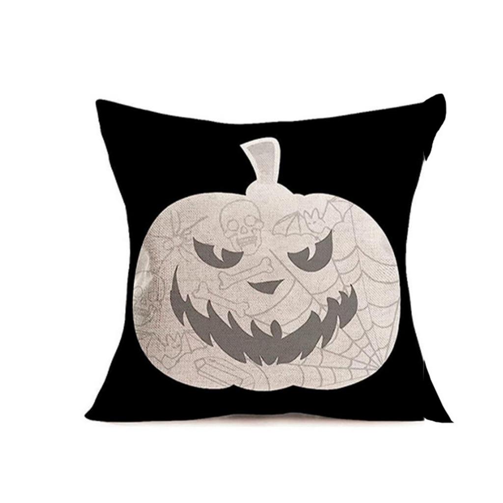 Halloween Decorative Pillow Cover 45x45cm Bat Pumpkin Print Cushion Case for Sofa Bed Home Atmosphere Decoration