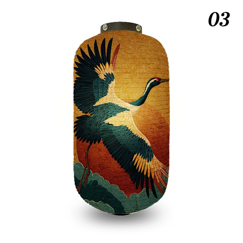 Japanese Style Lantern Ukiyo-e Style Flying-crane Printed Outdoor Bar Bistro Lantern Sushi Restaurant Hanging Lantern Decoration