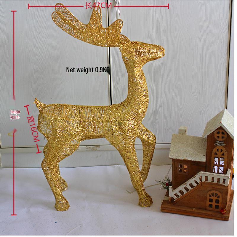 Large Luminous Wrought Iron Reindeer & Christmas Tree Ornaments for Hotel, Mall, or Garden Displays