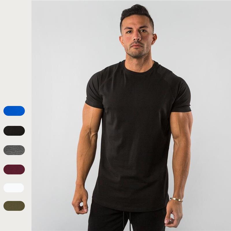Men's Solid Color Breathable Summer Running T-shirt – European & American Style, 2025 Short-Sleeve Round Neck Casual Fitness Top.