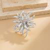 Exaggerated Metal Firework Flower Shaped Brooches Rings for Women Personality Minimalist Unique Party Jewelry
