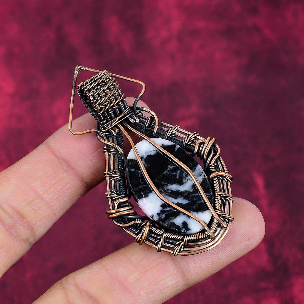 White Buffalo Turquoise Pendant Real Gemstone Pendant Copper Wire Wrapped Jewelry