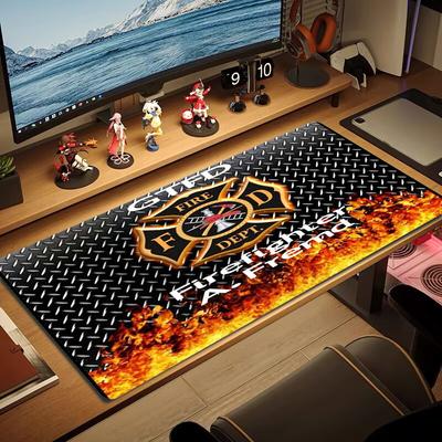 Firefighter Fire Rescue Color Mouse Pad Large Gaming Table Cushion Non-slip Laptop Tablet Big Mousepad XXL Mat Mini PC Playmat With Lock Edge