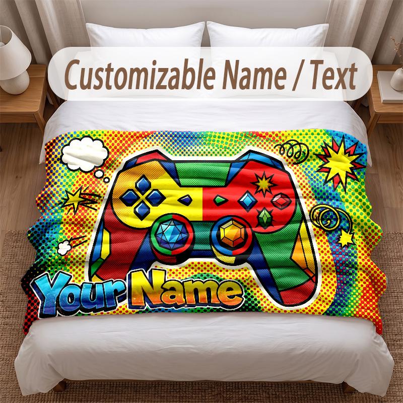 Fantasy Adventure Theme Soft Blanket Personalized Custom Name Text Print Warm Blanket Home Sofa Bedroom Decor