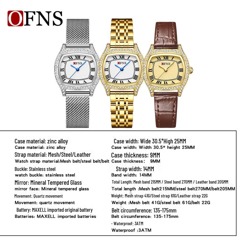 Retro Rhinestone Inlaid Roman Numerals Square Ladies Fashion Watch